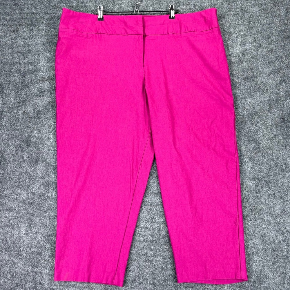 Ashley Stewart Hot Pink Capri Pants Womens Plus Size 26 Stretch Cropped Trousers